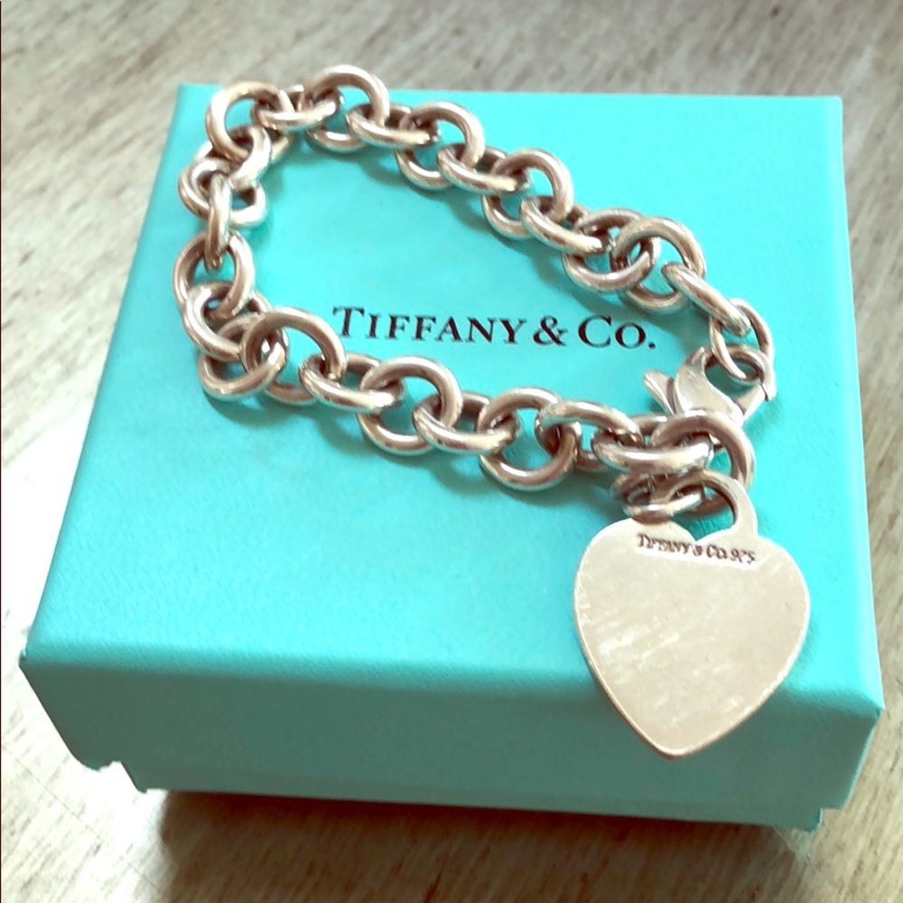 Tiffany sterling silver heart tag charm bracelet